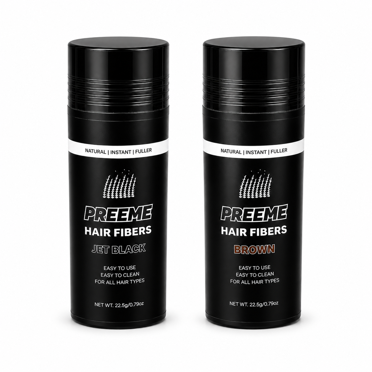 Hair Building Fibers Bundle X2 | Jet Black & Brown