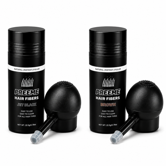 Hair Building Fibers Bundle X2 | Jet Black & Brown